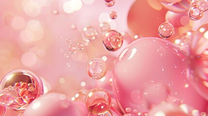 Poster - A bokeh background of beautiful crystal glass for cosmetic products. A top view of a 3D rendering.