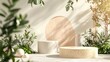 © Zaleman - Abstract 3D composition background with natural beauty podium backdrop.