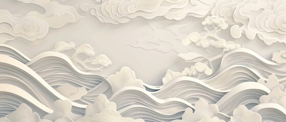 Aufkleber - In a vintage style, this background is abstract with Asian traditional elements modernised.