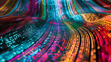 Poster - Colorful abstract digital lines and numbers