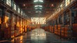 © Da - Spacious Industrial Warehouse with High Storage Capacity. Logistics and Customs Concepts. Front View.container