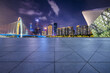 City square floors with modern buildings at night in Guangzhou