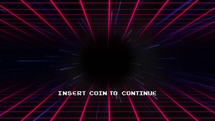 Poster - insert a coin to continue .pixel art .8 bit game.retro game. for game assets in vector illustrations