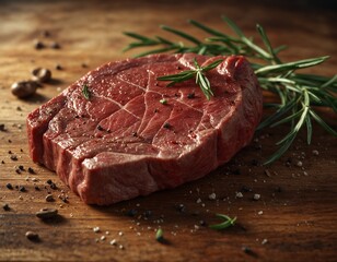 Wall Mural - raw beef steak with rosemary