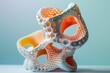 © Anna - Bright orange and white abstract shapes, ideal for innovative design concepts, 3D printed object in unusual, impossible shapes., background with copy space