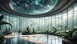 Futuristic interior in sci-fi style, lounge on a spaceship 23