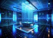 Futuristic interior in sci-fi style, office of the future 03