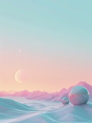 Poster - Peach and Sky Blue Soft Gradient Abstract Art Print for Home Decor