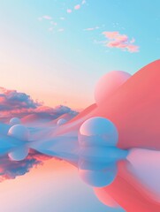 Poster - Soft Peach and Sky Blue Gradient Art - Tranquil Contemporary Abstract Wallpaper