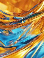Poster - Radiant Golden Yellow and Azure Blue Streaks - Abstract Colorful Artistic Background