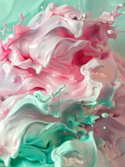 Poster - playful bursts of candy pink and mint green dance abstract art - slyfer9025.