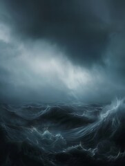 Poster - Moody Contrast Art: Charcoal Black Versus Sky Blue Evolutionistic Beauty.