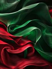 Poster - Dynamic Crimson and Emerald Green Sweeps: Mesmerizing Abstract Art JPEG.