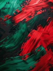Poster - Bold Crimson and Emerald Green Abstract PaintingIntricate Twists of Color