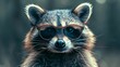 A raccoon wearing glasses is the main focus of the image