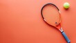 © SA Studio - tennis racket and ball with orange colour background