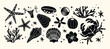 Cartoon seashells. Sea beach inhabitants, crab, mollusks, corals, ocean exotic starfish. Vector retro nautical pattern. Modern trendy flat illustration