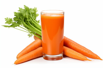 Wall Mural - A glass of Carrot juice isolated on white background cutout