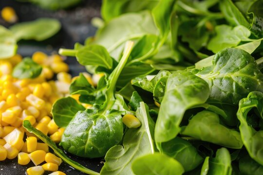 mache (corn salad/lambs lettuce) closeup: fresh and nutritious earthy farm-to-table ingredient for c