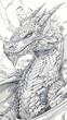 Fantasy Creatures: A coloring book page featuring a majestic dragon