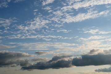 Wall Mural - blue sky with white and black clouds