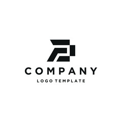 Poster - Modern Initial Letter P with Fast Speed Movement Shape Art Line Logo Design