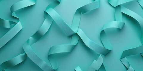 Wall Mural - Abstract Turquoise Ribbons Floating in 3D Space on Blue Background_eps 10_Vector Illustration