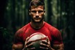 rugby player with ball in his hands