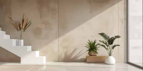 Wall Mural - Minimalist interiors decor composition in neutral tones, natural lighting and serene ambients