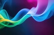 Colored smoke on a dark background. Transparent waves, lines.