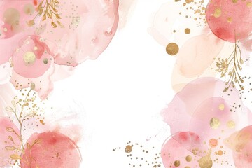 A pink and gold watercolor background with a white center.