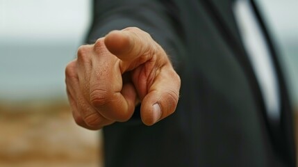 Canvas Print - A man in a suit pointing at something with his finger, AI