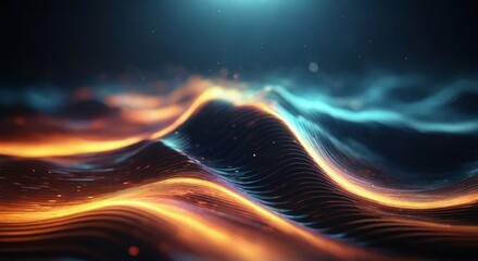 Wall Mural - Abstract background with glowing digital waves