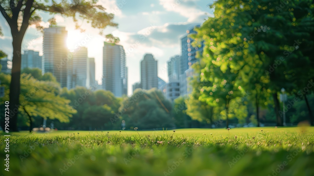 Blurred background of green park with trees Stock Photo | Adobe Stock