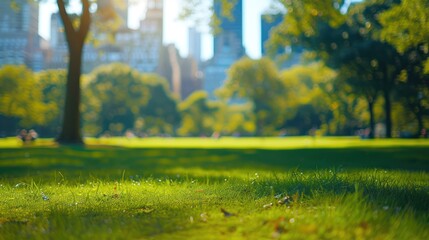 Blurred background of green park with trees