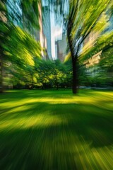 Wall Mural - Blurred background of green park with trees