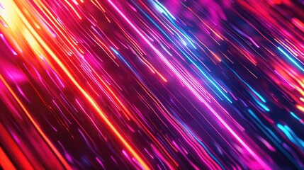 Poster - modern digital abstract background with multicolored neon rays and glowing lines