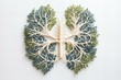 Human lungs made with fresh green plant leaves and herbs on white background.ai generated