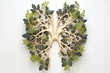 Green branches in the shape of human lungs on a white background,ai generated