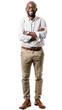 © steffenak - Full body photo of a smiling black male teacher, isolated on white
