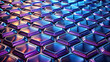 Hexagonal patterns create a textured surface that has a metallic and reflective quality. Purples and blues dominate the color scheme, giving the surface a cool, futuristic look.AI generated.