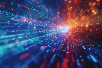 Poster - Abstract background with lights. A slide background for showcasing digital and creative content. Background image. Created with Generative AI technology.