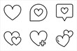 Collection of Heart icon set, Symbol of Love Icon flat style modern design Isolated on white Background. Vector illustration.