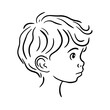 Portrait of a cute little boy. There is surprise and bewilderment on the face. Childhood and children. Cartoon black and white vector illustration on white background
