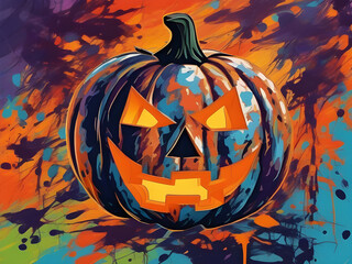 A scary looking jack-o-lantern or carved pumpkin head.  It evokes a sense of dread.  A great Halloween decoration for your themed party or business.