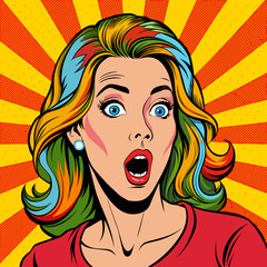 Wall Mural - surprised-young-woman-with-open-mouth--comic-woman