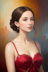 Poster - Oil painting portrait of luxurious and beautiful woman, abstract and artistic