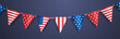 set of triangle bunting flags in american national flag USA presidential election concept horizontal