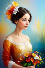 Poster - Artistic oil painting of a beautiful woman