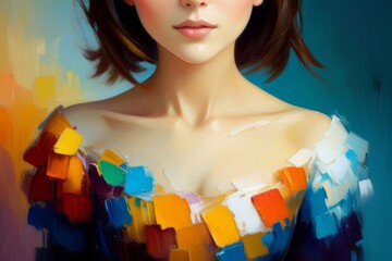 Wall Mural - Oil painting of a beautiful woman